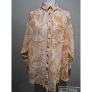 Anthropologie Pilcro Boho Raw Hem Oversized Button Down Shirt Sz Small Coastal